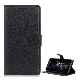   Tok álló, bőr hatású (FLIP, oldalra nyíló, asztali tartó, prémium) FEKETE