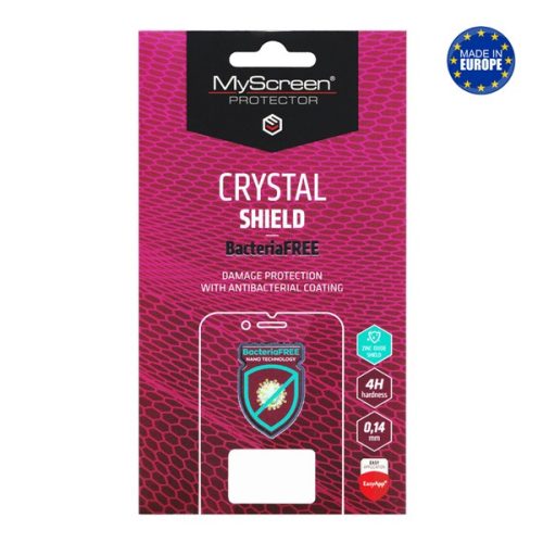 MYSCREEN CRYSTAL BacteriaFREE képernyővédő fólia (antibakteriális, 4H, NEM íves) ÁTLÁTSZÓ