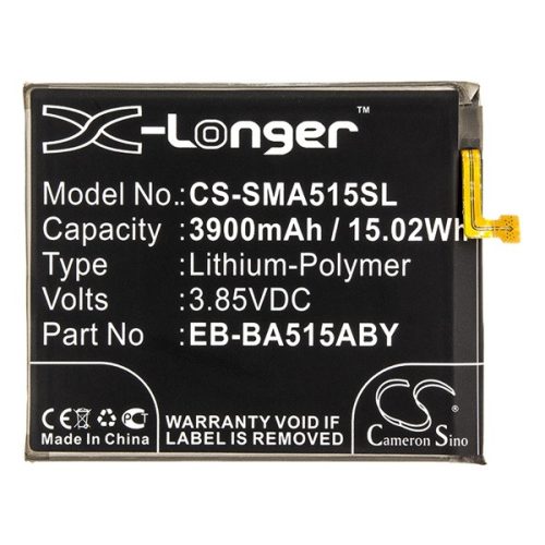 CAMERON SINO Li-Polymer akku (3.85V/3900mAh, Samsung EB-BA515ABE kompatibilis) FEKETE