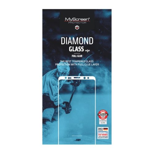 MYSCREEN DIAMOND GLASS EDGE képernyővédő üveg (2.5D, full glue, 0.33mm, 9H) FEKETE