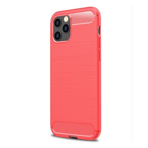 Szilikon telefonvédő (ütésállóság, légpárnás sarok, szálcsiszolt, karbon minta) PIROS