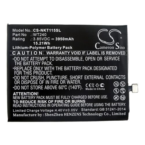 CAMERON SINO Li-Polymer akku (3.85V/3950mAh, Nokia WT240 kompatibilis) FEKETE