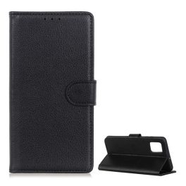   Tok álló, bőr hatású (FLIP, oldalra nyíló, asztali tartó, prémium) FEKETE