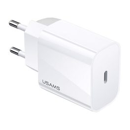   USAMS T34 hálózati töltő Type-C aljzat (20W, PD gyorstöltő) FEHÉR