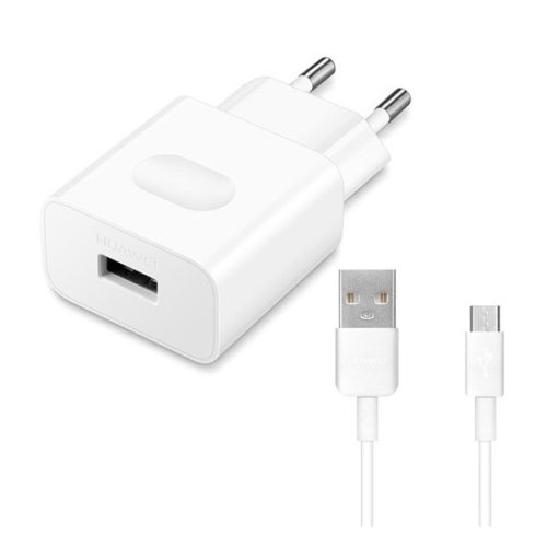 HUAWEI hálózati töltő USB aljzat (18W, gyorstöltő + C02450768A microUSB kábel) FEHÉR