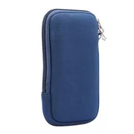   Tok álló, textil (univerzális, ütésálló belső, cipzáras, 6.7-6.9" méret + nyakpánt) SÖTÉTKÉK