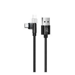   USAMS U60 adatkábel (USB - microUSB, forgatható fej, LED jelzés, 100cm) FEKETE