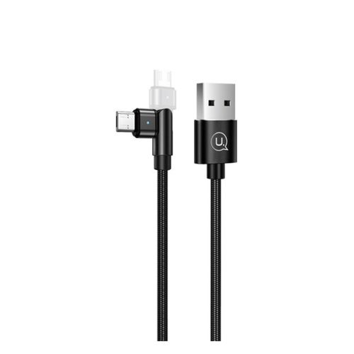 USAMS U60 adatkábel (USB - microUSB, 100cm, forgatható fej, LED jelzés) FEKETE