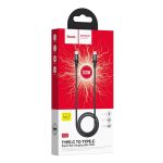 HOCO X50 adatkábel (Type-C - Type-C, PD gyorstöltő, törésgátló, cipőfűző, 200cm) FEKETE