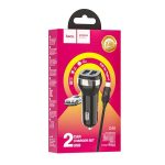 HOCO Z40 autós töltő 2 USB aljzat (12W, gyorstöltő, LED jelzés + lightning kábel) FEKETE