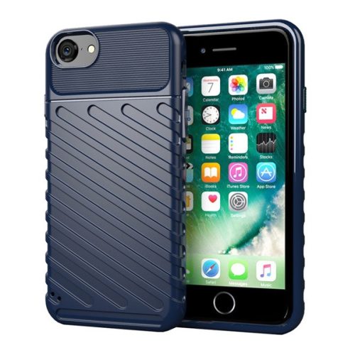 Szilikon telefonvédő (ütésállóság, csíkos, dombor minta) SÖTÉTKÉK