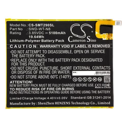 CAMERON SINO Li-Polymer akku (3.85V/5100mAh, Samsung SWD-WT-N8 kompatibilis) FEKETE