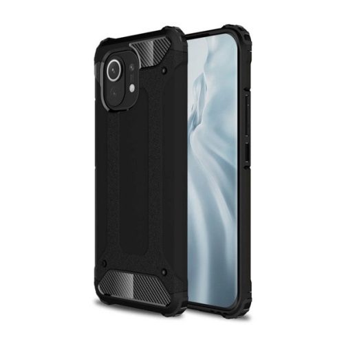 Defender szilikon telefonvédő (ütésállóság, légpárnás sarok, fémhatás) FEKETE