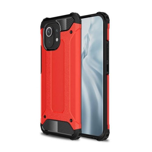 Defender szilikon telefonvédő (ütésállóság, légpárnás sarok, fémhatás) PIROS