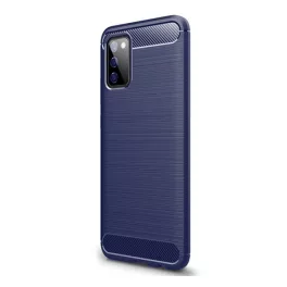   Szilikon telefonvédő (ütésállóság, légpárnás sarok, szálcsiszolt, karbon minta) SÖTÉTKÉK