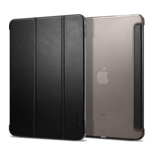SPIGEN SMART FOLD tok álló, bőr hatású (aktív FLIP, oldalra nyíló, TRIFOLD, asztali tartó) FEKETE