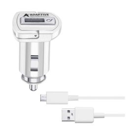   CELLULARLINE autós töltő USB aljzat (15W, gyorstöltő + microUSB kábel) FEHÉR