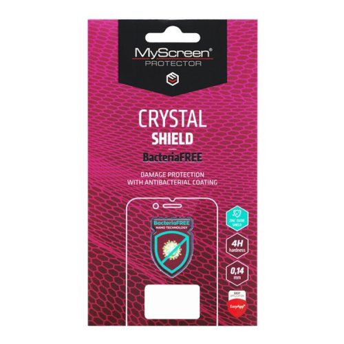 MYSCREEN CRYSTAL BacteriaFREE képernyővédő fólia (univerzális, antibakteriális, 185x265mm, 4H, NEM íves) ÁTLÁTSZÓ