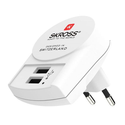 SKROSS hálózati töltő 2 USB aljzat (12W) FEHÉR