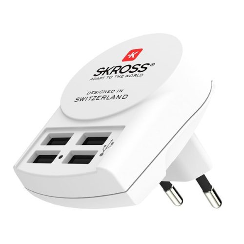 SKROSS hálózati töltő 4 USB aljzat (4.8W) FEHÉR