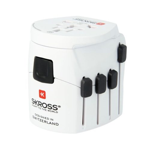 SKROSS PROWORLD utazó adapter (240V/10A, EU2 pin, EU3, IT, US, UK, CH földelt) FEHÉR
