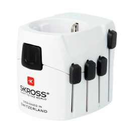   SKROSS PRO utazó adapter (240V/6.3A, EU2 pin, EU3 - IT, US, UK, CH, CN, földelt) FEHÉR
