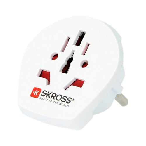 SKROSS utazó adapter (240V/16A, IT, US, UK, CH, CN - EU2 PIN, EU3 földelt) FEHÉR