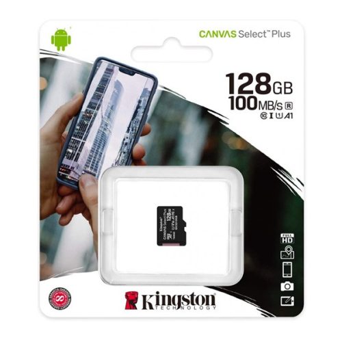 KINGSTON memóriakártya 128GB (microSDXC Canvas Select Plus - Class 10, UHS-1, A1)