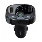 BASEUS bluetooth FM transmitter autós töltő 2 USB+microSD aljzat (12W, gyorstöltő) FEKETE