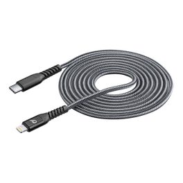   CELLULARLINE adatkábel (Type-C - lightning, gyorstöltő, kevlár borítás, MFI, 120cm) FEKETE