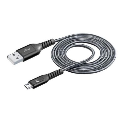 CELLULARLINE adatkábel (USB - microUSB, 120cm, kevlár borítás, törésgátló) FEKETE