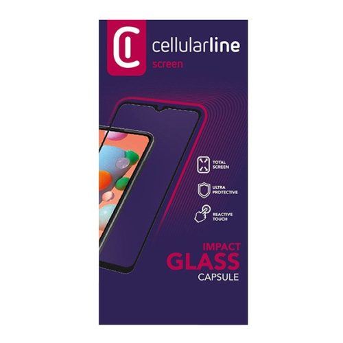 CELLULARLINE IMPACT GLASS CAPSULE képernyővédő üveg (2.5D, ultravékony, 0.2mm, 9H) FEKETE