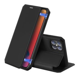   DUX DUCIS SKIN X tok álló, bőr hatású (FLIP, oldalra nyíló, asztali tartó, wireless) FEKETE