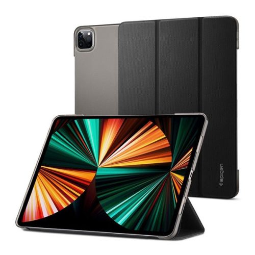 SPIGEN LIQUID AIR szilikon tok (aktív FLIP, oldalra nyíló, TRIFOLD, asztali tartó) FEKETE