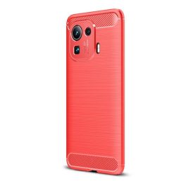   Szilikon telefonvédő (ütésállóság, légpárnás sarok, szálcsiszolt, karbon minta) PIROS