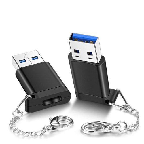 Adapter (Type-C aljzat - USB 3.0, pendrive csatlakoztatás, OTG) FEKETE