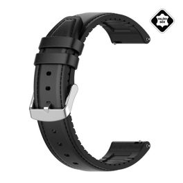 Pótszíj (univerzális, 22mm, valódi bőr, szilikon belső) FEKETE   Pótszíj (univerzális, 22mm, valódi bőr, szilikon belső) FEKETE