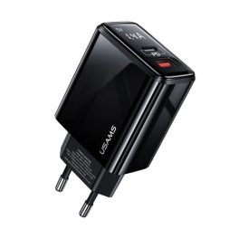 USAMS T40 hálózati töltő USB+Type-C aljzat (20W, PD gyorstöltő 3.0) FEKETE   USAMS T40 hálózati töltő USB+Type-C aljzat (20W, PD gyorstöltő 3.0) FEKETE