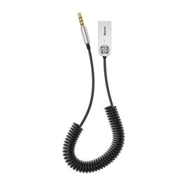   BASEUS bluetooth audió adapter kábel (USB, v5.0, 3.5mm jack, AUX, spirálkábel, 120cm) FEKETE