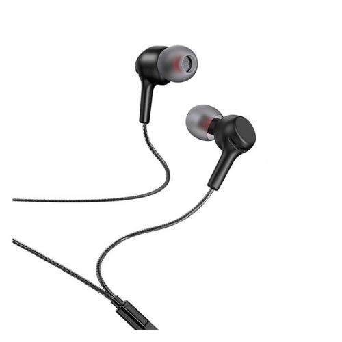 HOCO M78 fülhallgató SZTEREO (3.5mm jack, mikrofon, felvevő gomb, hangerőszabályzó, törésálló kábel) FEKETE