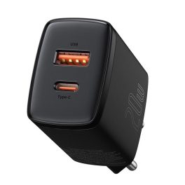   BASEUS COMPACT hálózati töltő USB+Type-C aljzat (20W, PD gyorstöltő 3.0) FEKETE