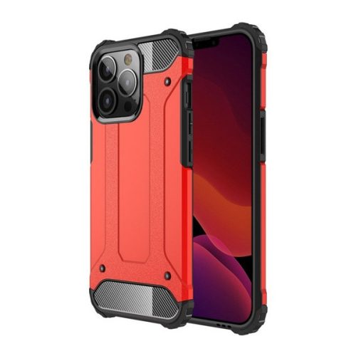 Defender szilikon telefonvédő (ütésállóság, légpárnás sarok, fémhatás) PIROS