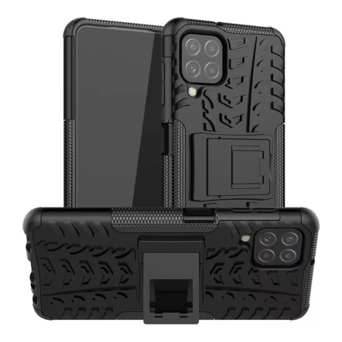 Defender szilikon telefonvédő (ütésállóság, kitámasztó, autógumi) FEKETE