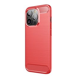 Szilikon telefonvédő (ütésállóság, légpárnás sarok, szálcsiszolt, karbon minta) PIROS   Szilikon telefonvédő (ütésállóság, légpárnás sarok, szálcsiszolt, karbon minta) PIROS
