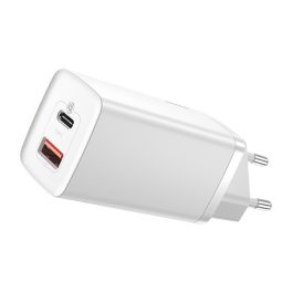 BASEUS hálózati töltő USB+Type-C aljzat (65W, GaN2, PD gyorstöltő 3.0) FEHÉR   BASEUS hálózati töltő USB+Type-C aljzat (65W, GaN2, PD gyorstöltő 3.0) FEHÉR