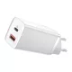 BASEUS hálózati töltő USB+Type-C aljzat (65W, GaN2, PD gyorstöltő 3.0) FEHÉR