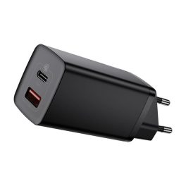 BASEUS hálózati töltő USB+Type-C aljzat (65W, GaN2, PD gyorstöltő 3.0) FEKETE   BASEUS hálózati töltő USB+Type-C aljzat (65W, GaN2, PD gyorstöltő 3.0) FEKETE