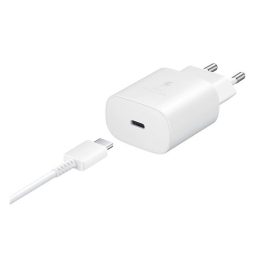 SAMSUNG hálózati töltő Type-C aljzat (25W, PD gyorstöltő 3.0 + EP-DA905BWE Type-C kábel) FEHÉR   SAMSUNG hálózati töltő Type-C aljzat (25W, PD gyorstöltő 3.0 + EP-DA905BWE Type-C kábel) FEHÉR
