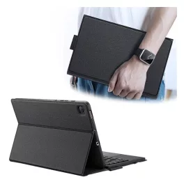   DUX DUCIS tok álló, bőr hatású (FLIP, bluetooth billentyűzet, asztali tartó, QWERTY, angol nyelvű) FEKETE