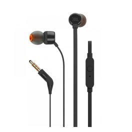 JBL T110 fülhallgató SZTEREO (3.5mm jack, felvevő gomb, lapos kábel) FEKETE   JBL T110 fülhallgató SZTEREO (3.5mm jack, felvevő gomb, lapos kábel) FEKETE
